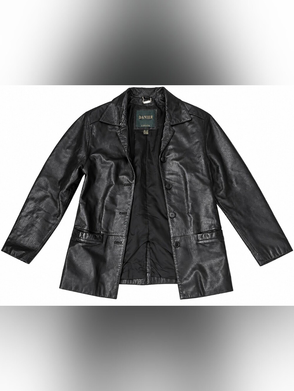 Danier Women's Black Leather Button-Front Jacket